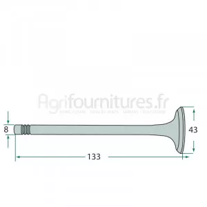 Soupape d'admission, Ø tige 8 mm, Ø assiette 43 mm modèles KL 300,KL 150,KL 200 par Kramer