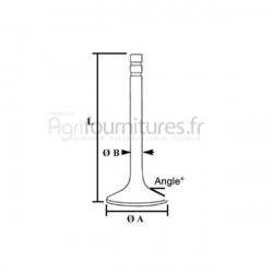 Soupape d'échappement Ø 40 x 9.5 mm - l 131 mm - 45° Bepco 26/43-17 pour tracteur