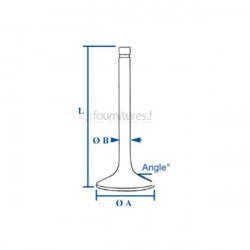 Soupape d'échappement Ø 40 x 9.5 mm (0.003''-0.076mm) - l 131 mm - 45° Bepco 26/43-17A