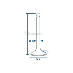 Soupape d'échappement Ø 43 x 8.95 mm - l 117 mm - 45° Bepco 28/43-44 pour tracteur