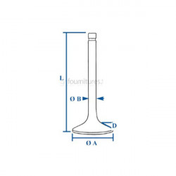 Soupape d'échappement Ø 30.3 x 7.9 mm - l 117 mm - 45° Bepco 30/43-15 pour tracteur