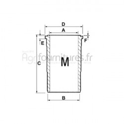Chemise finie Ø 98.42 x 110.75 mm - l 201.10 mm Bepco 25/35-62 pour tracteur