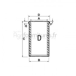 Chemise finie Ø 100 x 104.23 mm - l 227.45 mm Bepco 30/35-173 pour tracteur