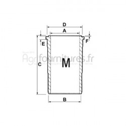 Chemise finie Ø 98 x 107.62 mm - l 197.15 mm Bepco 26/35-46 pour tracteur