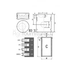 Ensemble chemise - piston Ø 105 mm Bepco 28/31-214KS pour tracteur