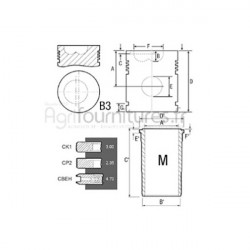 Ensemble chemise - piston Ø 98.42 mm Bepco 25/31-64 pour tracteur