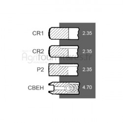 Jeu de segments +0.020'' - 0.51 mm Bepco 24/34-30B pour tracteur