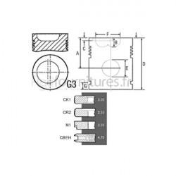 Piston avec segments Ø 111.76 mm - std Bepco 24/32-85 pour tracteur
