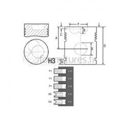 Piston avec segments Ø 100 mm - std Bepco 24/32-27 pour tracteur