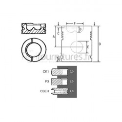 Piston avec segments Ø 115 mm - std Bepco 23/32-265 pour tracteur