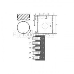 Piston avec segments Ø 88.92 mm - std Bepco 30/32-3 pour tracteur