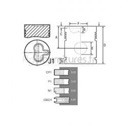 Piston avec segments Ø 85 mm - std Bepco 23/32-256 pour tracteur