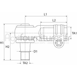 Rotule droite m24 x 1.5 lh direction Bepco 24/496-43 pour tracteur
