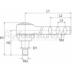 Rotule de barre de direction droite Bepco 24/496-130 pour tracteur