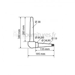 Fusée droite Ø 38 mm - l 295 mm Bepco 30/471-5 pour tracteur