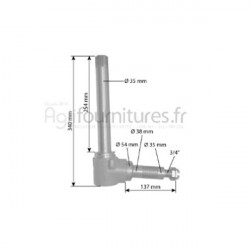 Fusée gauche / droite Ø 35 mm - l 254 mm Bepco 20/470-72 pour tracteur