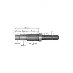 Arbre de prise de force 1'' 44411 - z6 - l 161 mm Bepco 24/303-57 pour tracteur