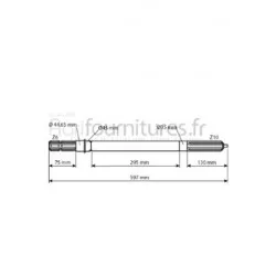 Arbre de prise de force 1'' 44411 - z6 - l 598 mm Bepco 30/303-90 pour tracteur