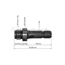 Arbre de prise de force 1'' 44411 - z6 - l 162.80 mm Bepco 24/303-56 pour tracteur