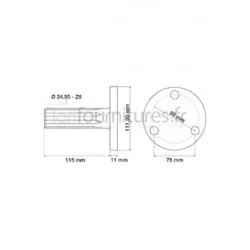 Arbre de prise de force 1'' 44411 - z6 - l 126 mm Bepco 23/303-49 pour tracteur