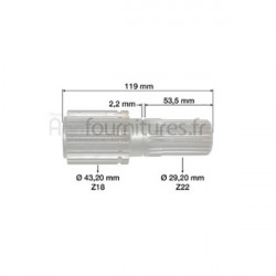 Arbre planétaire z 18/22 réducteur pont avant 4M Bepco 26/6406-2 pour tracteur