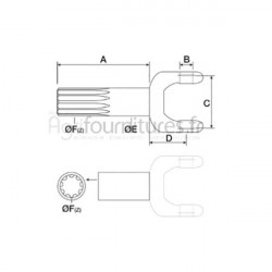 Machoire cardan pont avant 4M Bepco 25/6405-9 pour tracteur