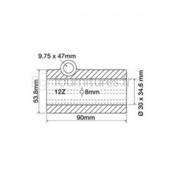 Manchon Ø 30/34.6 x 53.8 x 90 mm - z 12 pont avant 4M Bepco 28/6447-8 pour tracteur