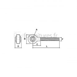 Rotule avec tige filetée cat. 2/28.2 - m 30 x 3 / rh - l234 barre poussée Bepco 68/8107-123
