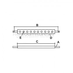Barre à trous cat.2 - l. 760 mm - 9 trous bras de relevage Bepco 68/8128-021