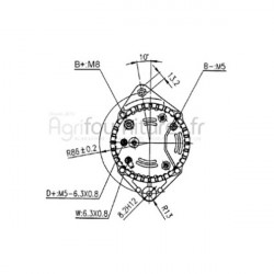Alternateur 14v - 95a Bepco 62/920-21 pour tracteur