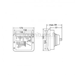 Optique de phare avant sans éclairage de stationnement Bepco 22/181-55 pour tracteur