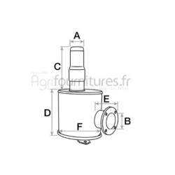 Silencieux d'échappement Ø int. 56 - l. 390 mm Bepco 24/165-117 pour tracteur