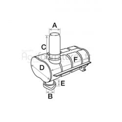 Silencieux d'échappement Ø int. 52 - l. 375 mm Bepco 26/165-20 pour tracteur