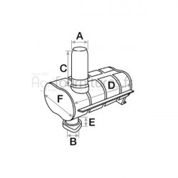 Silencieux d'échappement Ø int. 53 - l. 390 mm Bepco 28/165-134 pour tracteur