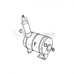Silencieux d'échappement Ø int. 75 - l. 360 mm Bepco 26/165-36 pour tracteur