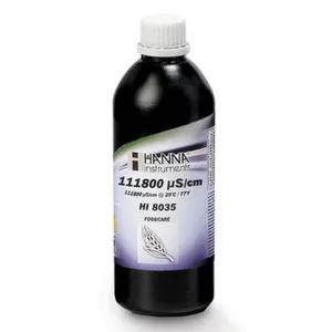 Solution d'étalonnage de conductivité Hanna Instruments, 111,8 mS-cm, bouteille FDA 500 mL