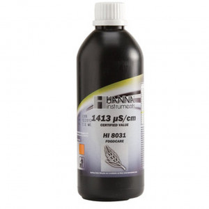 Solution d'étalonnage de conductivité Hanna Instruments, 1413 micro-seconde-cm, bouteille FDA 500 mL