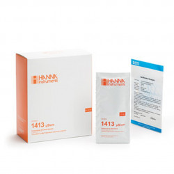 Solution d'étalonnage Hanna Instruments, conductivité à 1413 micro-seconde-cm, certificat d'analyse, 25 sachets 20 mL