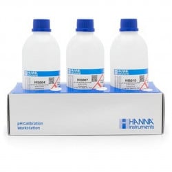 Kit solutions Hanna Instruments avec solutions tampons 4,01, 7,01, 10,01 pH, 500 mL de chaque