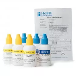 Réactifs liquides Hanna Instruments pour photomètres, chlore libre gamme étroite (300 tests)
