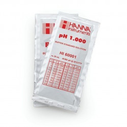 Solution tampon Hanna Instruments, pH 1,000, ±0,002 pH, certificat d'analyse, 25 sachets 20 mL