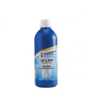 Solution tampon Hanna Instruments, pH 1,679, ±0,002 pH, certificat d'analyse, bouteille 500 mL