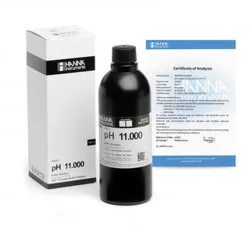 Solution tampon Hanna Instruments, pH 11,000, ±0,002 pH, certificat d'analyse, bouteille 500 mL