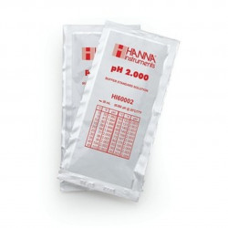 Solution tampon Hanna Instruments, pH 2,000, ±0,002 pH, certificat d'analyse, 25 sachets 20 mL