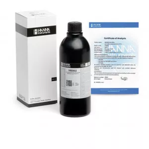Solution tampon Hanna Instruments, pH 2,000, ±0,002 pH, certificat d'analyse, bouteille 500 mL