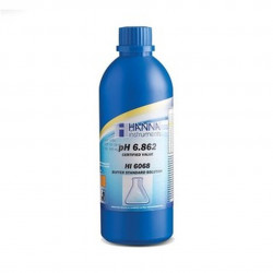 Solution tampon Hanna Instruments, pH 6,862, ±0,002 pH, certificat d'analyse, bouteille 500 mL