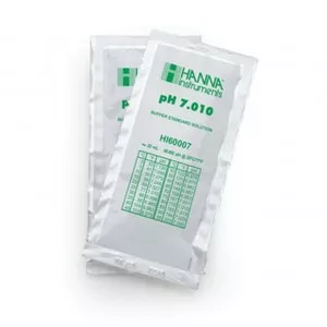 Solution tampon Hanna Instruments, pH 7,010, ±0,002 pH, certificat d'analyse, 25 sachets 20 mL