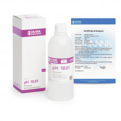 Solution tampon Hanna Instruments, pH 10,01, certificat d'analyse, bouteille 500 mL