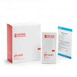 Solution tampon Hanna Instruments, pH 4,01, certificat d'analyse, 25 sachets 20 mL