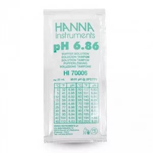 Solution tampon Hanna Instruments, pH 6,86, certificat d'analyse, 25 sachets 20 mL